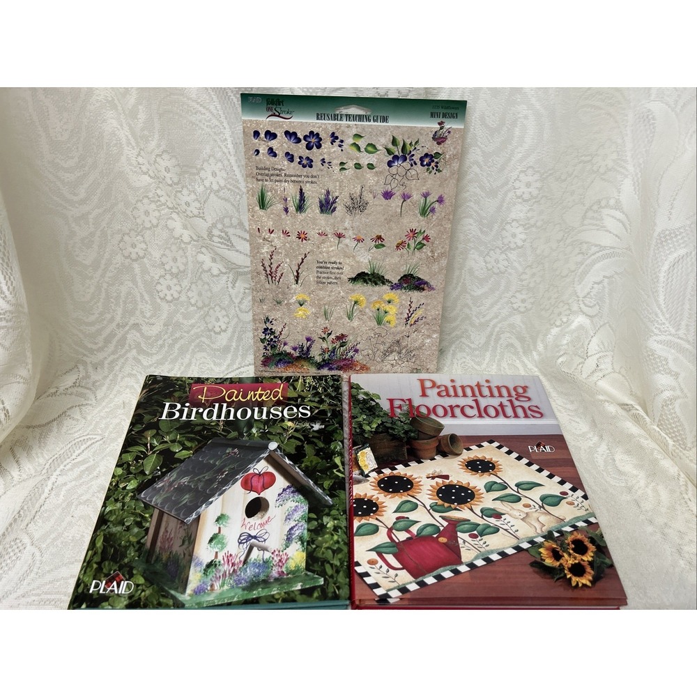 2 Painting Books‎ By Plaid, Painted Birdhouses, Floor cloths Instructions Guide